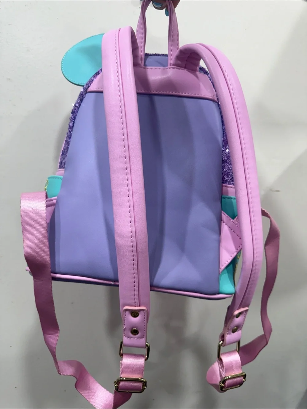 Loungefly Pink, Purple & Teal Sequin Minnie Ear Mini Backpack